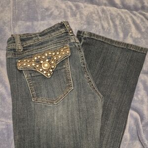 L.A. Idol Blue Boot Cut Jeans with Embellished Pocket